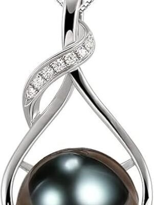 51lb4GkKu6L._AC_SY675_-1.jpg Tahitian-Style Black Pearl Necklace – Elegant Gift for Women